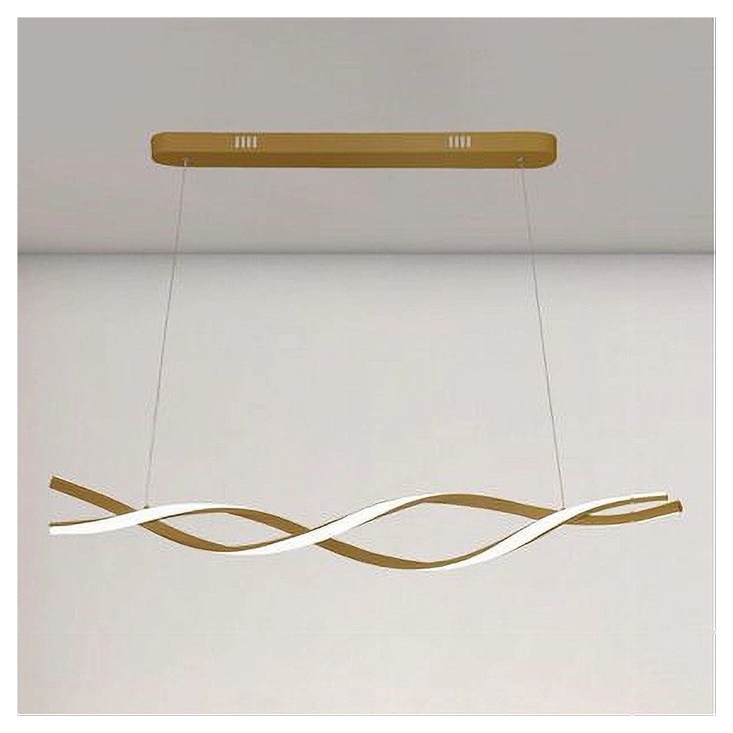foto del prodotto trade shop lampadario led a sospensione 48w oro spirale ondulato vortice intrecciato luce 6500k 32514 
