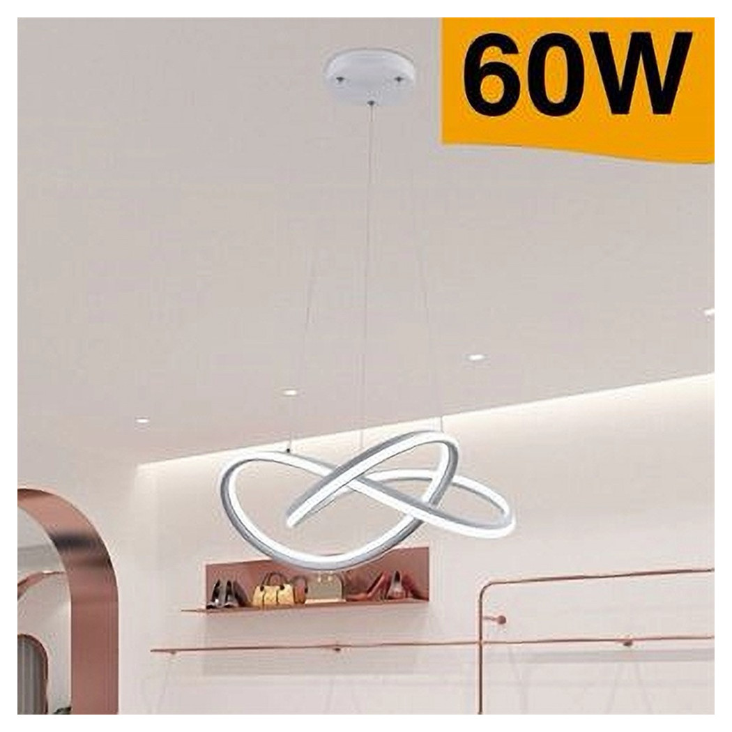 foto del prodotto trade shop - lampadario led a sospensione moderno intrecciato bianco 60w 3 colori luce a50-b3c -