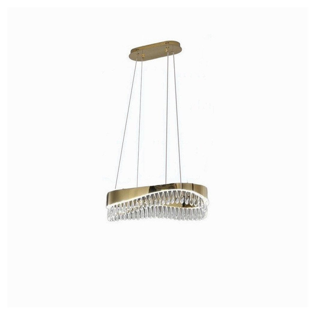 foto del prodotto trade shop lampadario led a sospensione oro 35 w con cristalli contemporaneo luce 6500k b78 