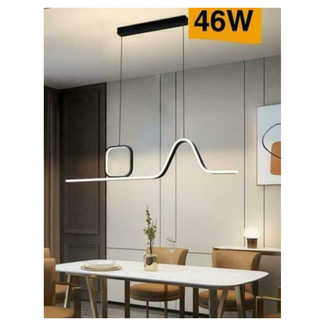 foto del prodotto trade shop lampadario led a sospensione soffitto 46 watt moderno nero luce 6500k 4000k b57 bianco naturale 