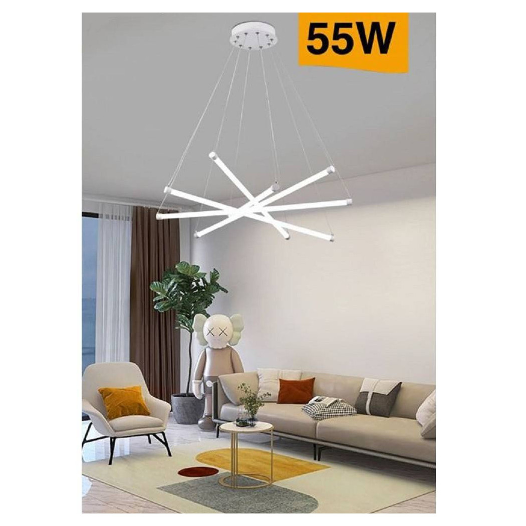 foto del prodotto trade shop lampadario led moderno 55w a sospensione a raggi luce fredda calda naturale a05 o bianco freddo 