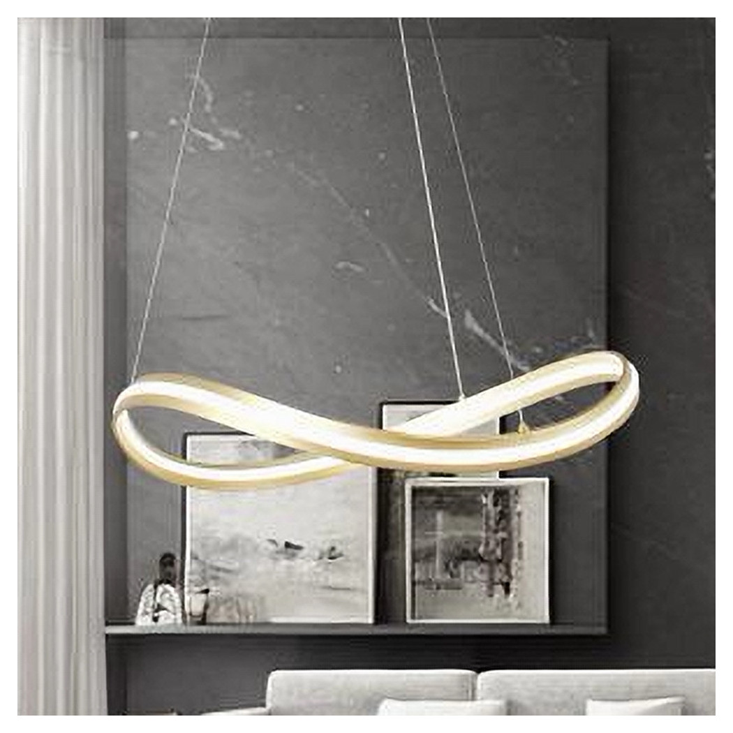 foto del prodotto trade shop lampadario led moderno a fiocco 100w lampada a sospensione luce 6500k 70cm oro 33405 