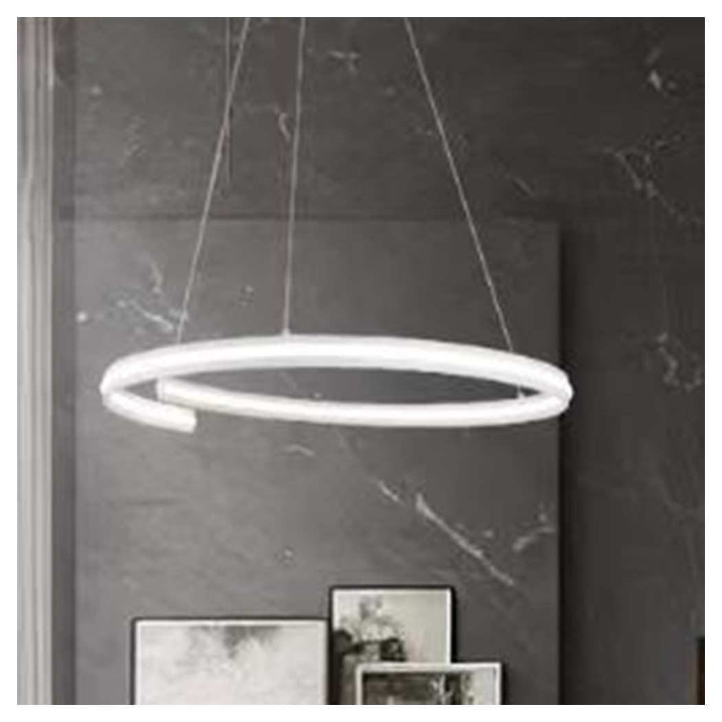 foto del prodotto trade shop lampadario led moderno a semicerchio 100w a sospensione luce 4000k 70cm bianco 33436 