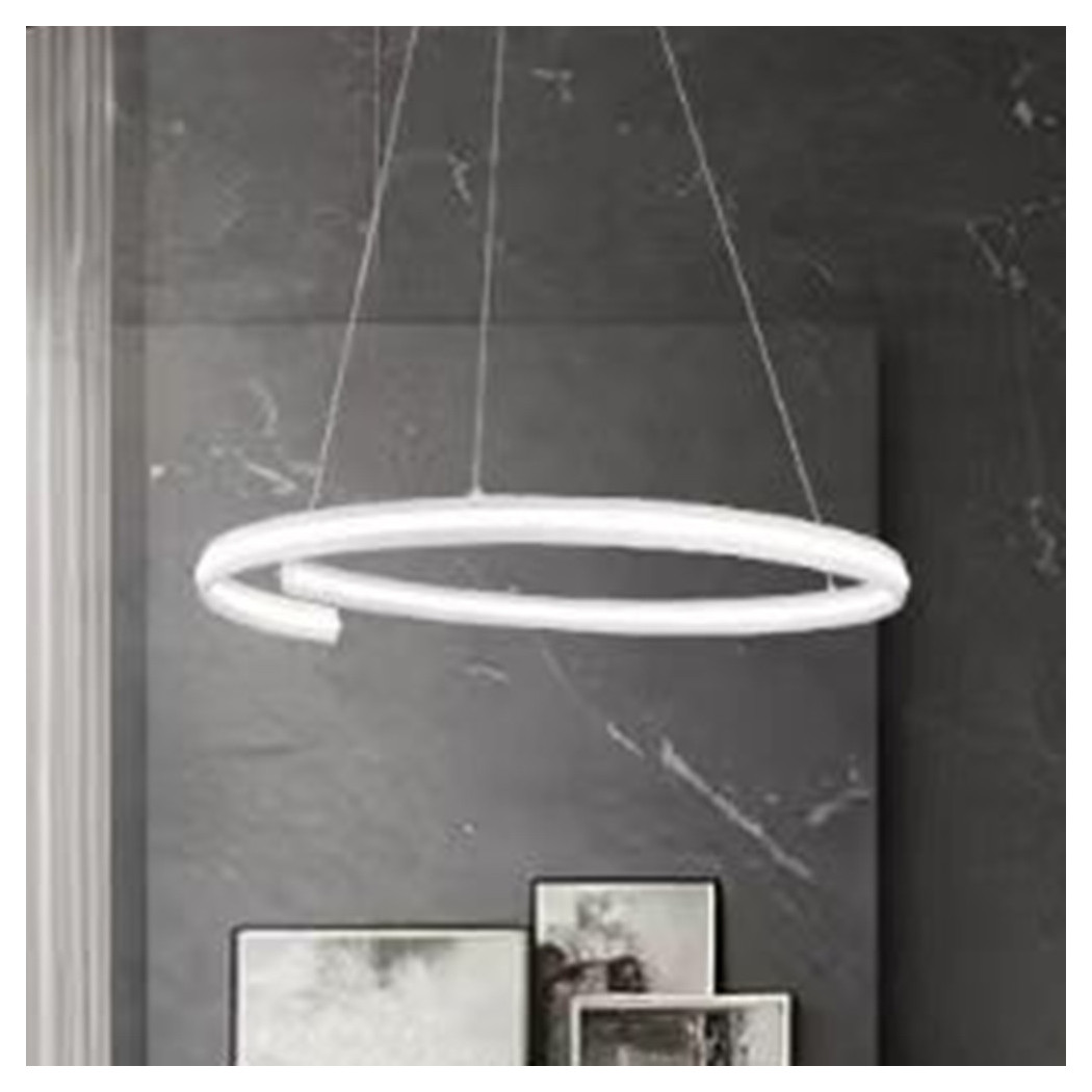 foto del prodotto trade shop lampadario led moderno a semicerchio 100w a sospensione luce 6500k 70cm bianco 33429 