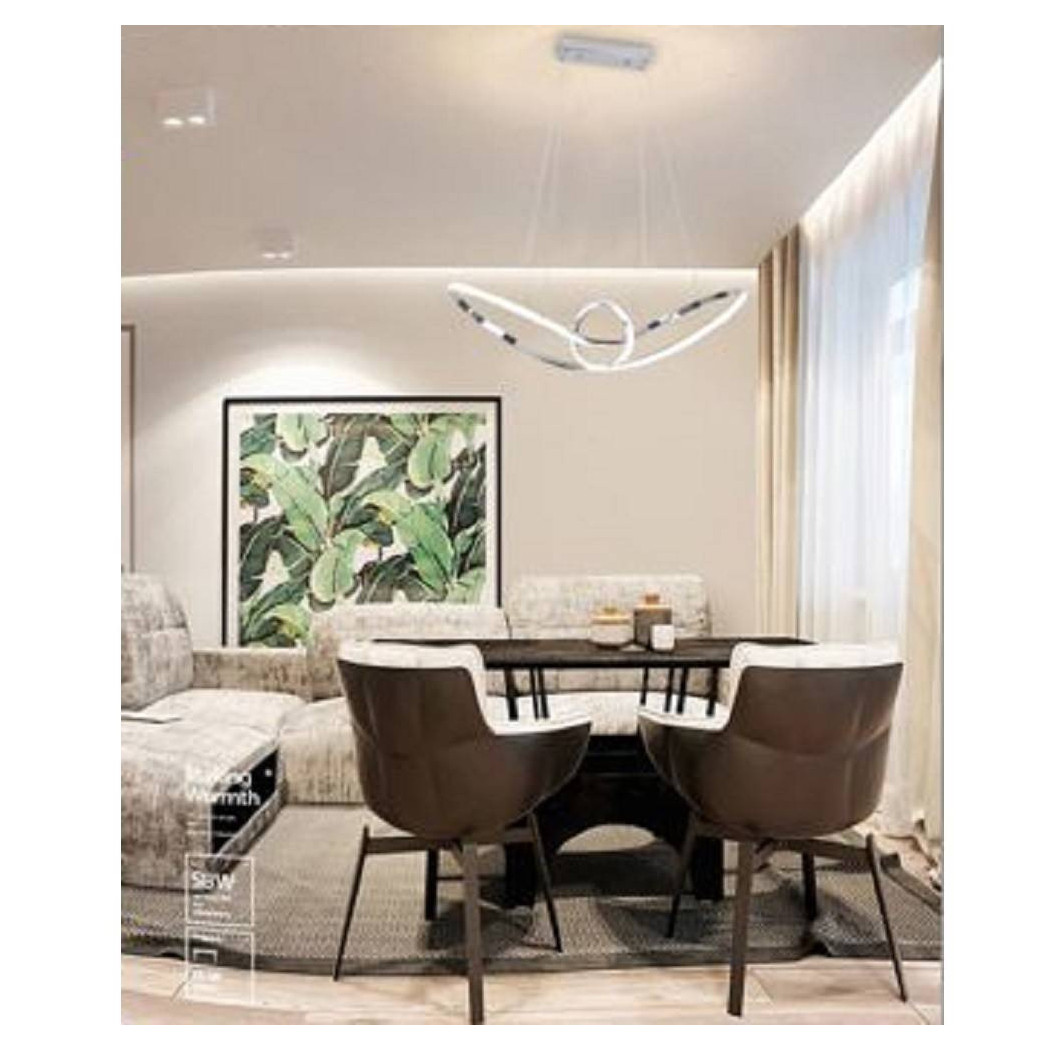 foto del prodotto trade shop lampadario led moderno argento a sospensione 38 watt luce 6500k 4000k 3000k a07 bianco naturale 