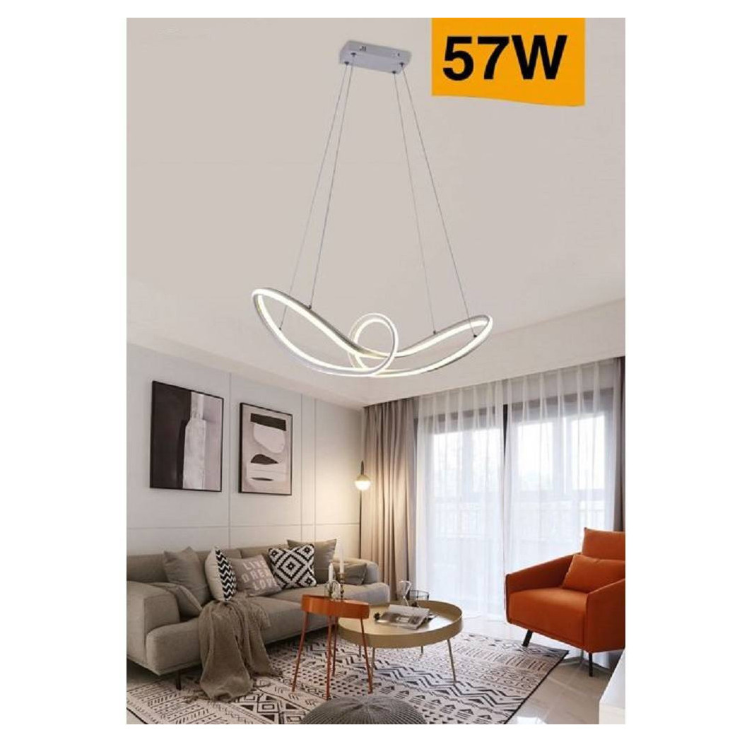foto del prodotto trade shop lampadario led moderno intrecciato a fiocco bianco 57w luce 4000k 6500k 3000k a59b bianco caldo 