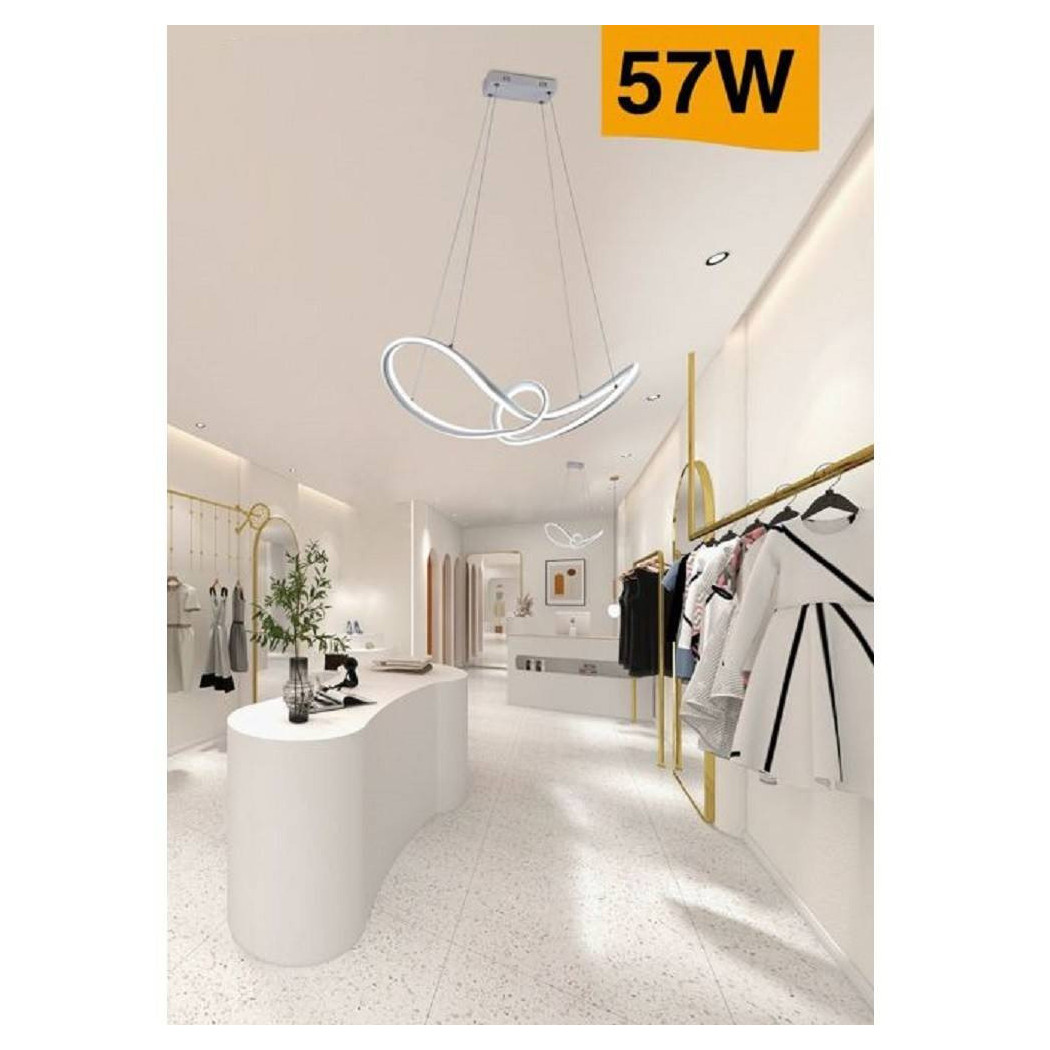 foto del prodotto trade shop lampadario led moderno intrecciato a fiocco bianco 57w luce 4000k 6500k 3000k a59b bianco freddo 