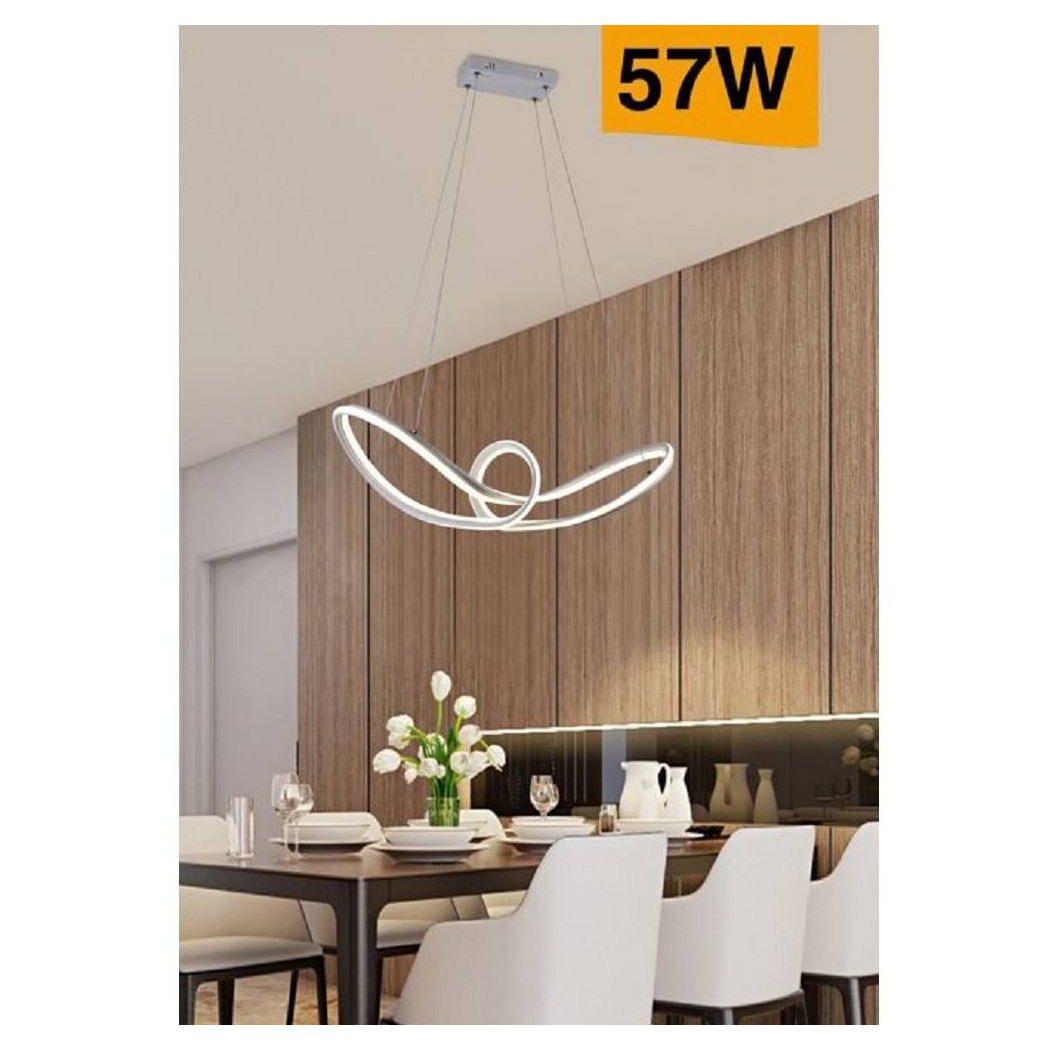 foto del prodotto trade shop lampadario led moderno intrecciato a fiocco bianco 57w luce 4000k 6500k 3000k a59b bianco naturale 
