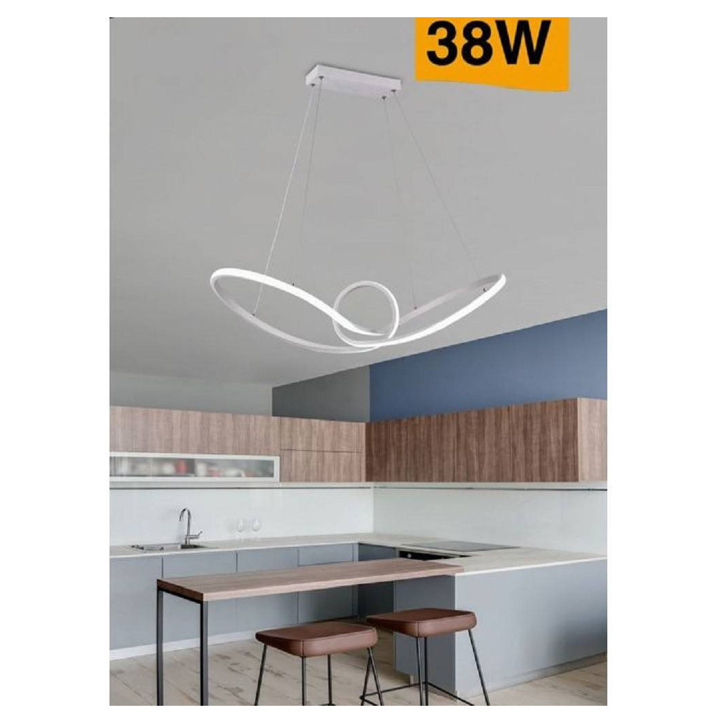 foto del prodotto trade shop lampadario led moderno intrecciato sospensione 38 w luce 6500k 3000k 4000k a07 b bianco freddo 