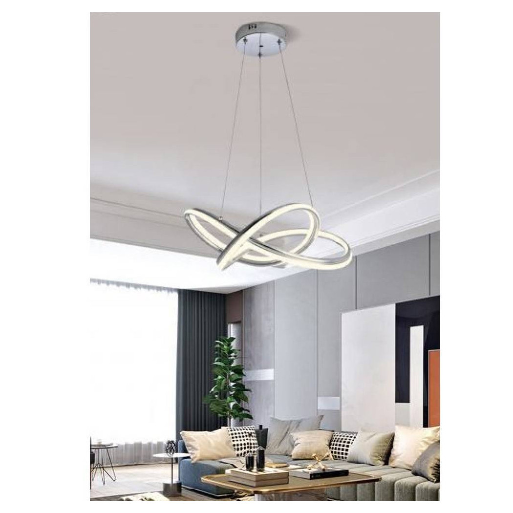 foto del prodotto trade shop lampadario led moderno intrecciato sospensione 60 w luce 4000k 6500k 3000k a50 bianco naturale 