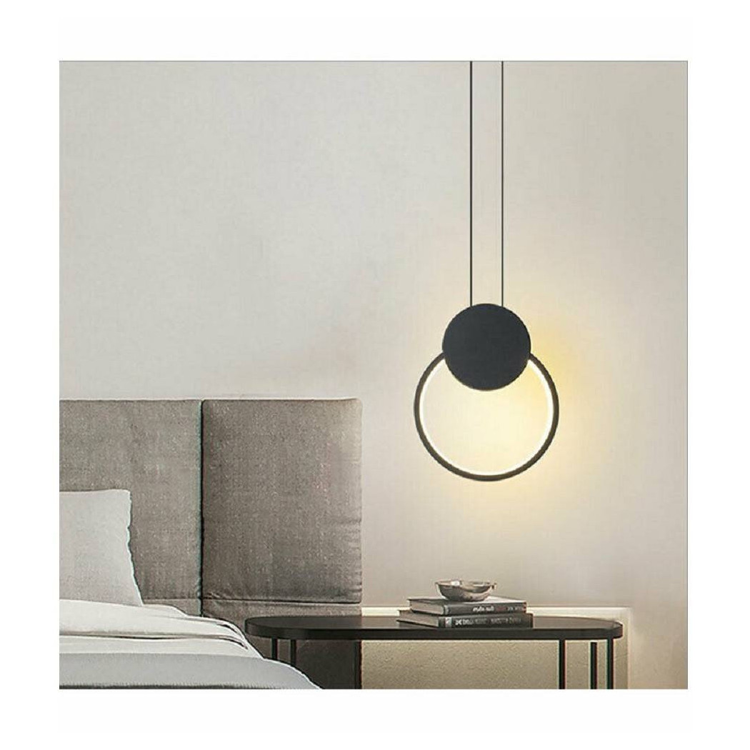 foto del prodotto trade shop lampadario led sospensione 10 w moderno metallo nero luce 3000k 6500k 4000k lp 01 bianco caldo 