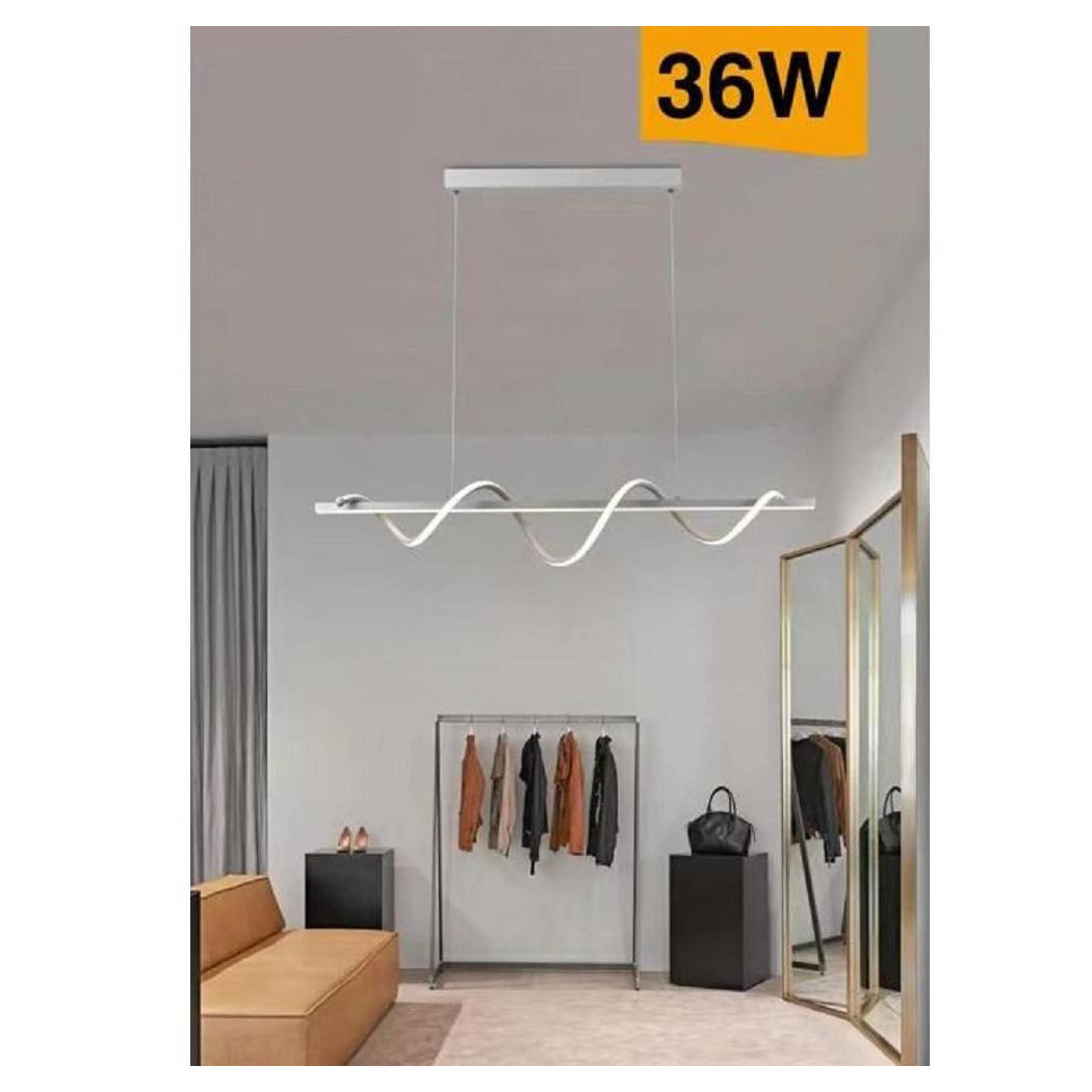 foto del prodotto trade shop lampadario led sospensione 36w moderna twist bianco luce 6500k 3000k 4000k b65 b bianco naturale 