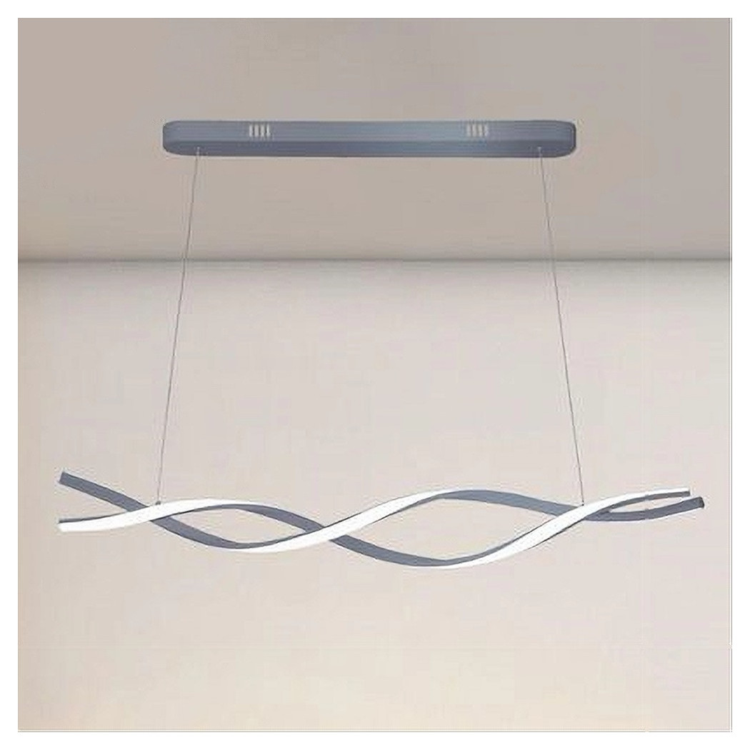 foto del prodotto trade shop lampadario led sospensione 48w argento spirale ondulato vortice intrecciato luce 4000k 32521 