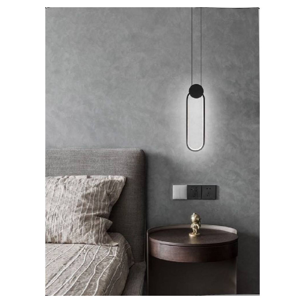 foto del prodotto trade shop lampadario led sospensione moderno metallo nero 14w luce 3000k 4000k 6500k lp 03 bianco freddo 