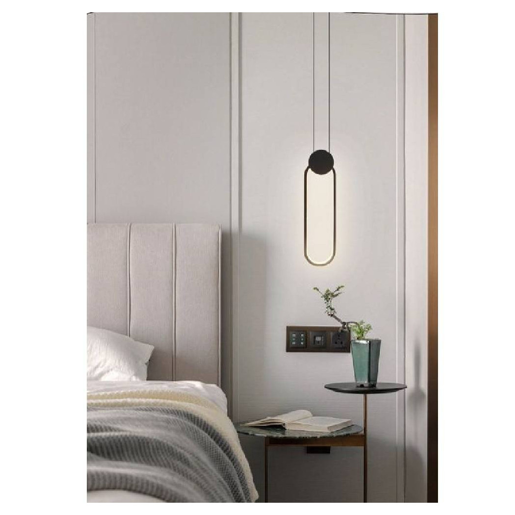 foto del prodotto trade shop lampadario led sospensione moderno metallo nero 14w luce 3000k 4000k 6500k lp 03 bianco naturale 