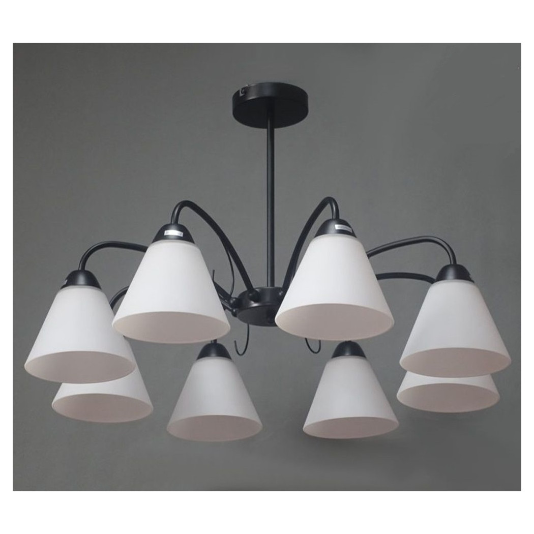 foto del prodotto trade shop lampadario moderno a 8 bracci coppe in vetro lampada a sospensione luci e27 00859 