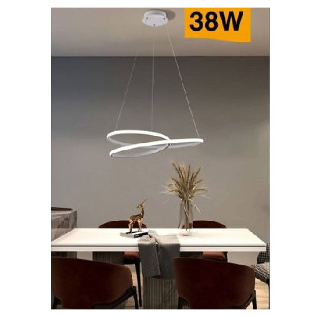 foto del prodotto trade shop lampadario moderno a sospensione led striscia continua 38w luce 6500k 4000k b62 b bianco naturale 
