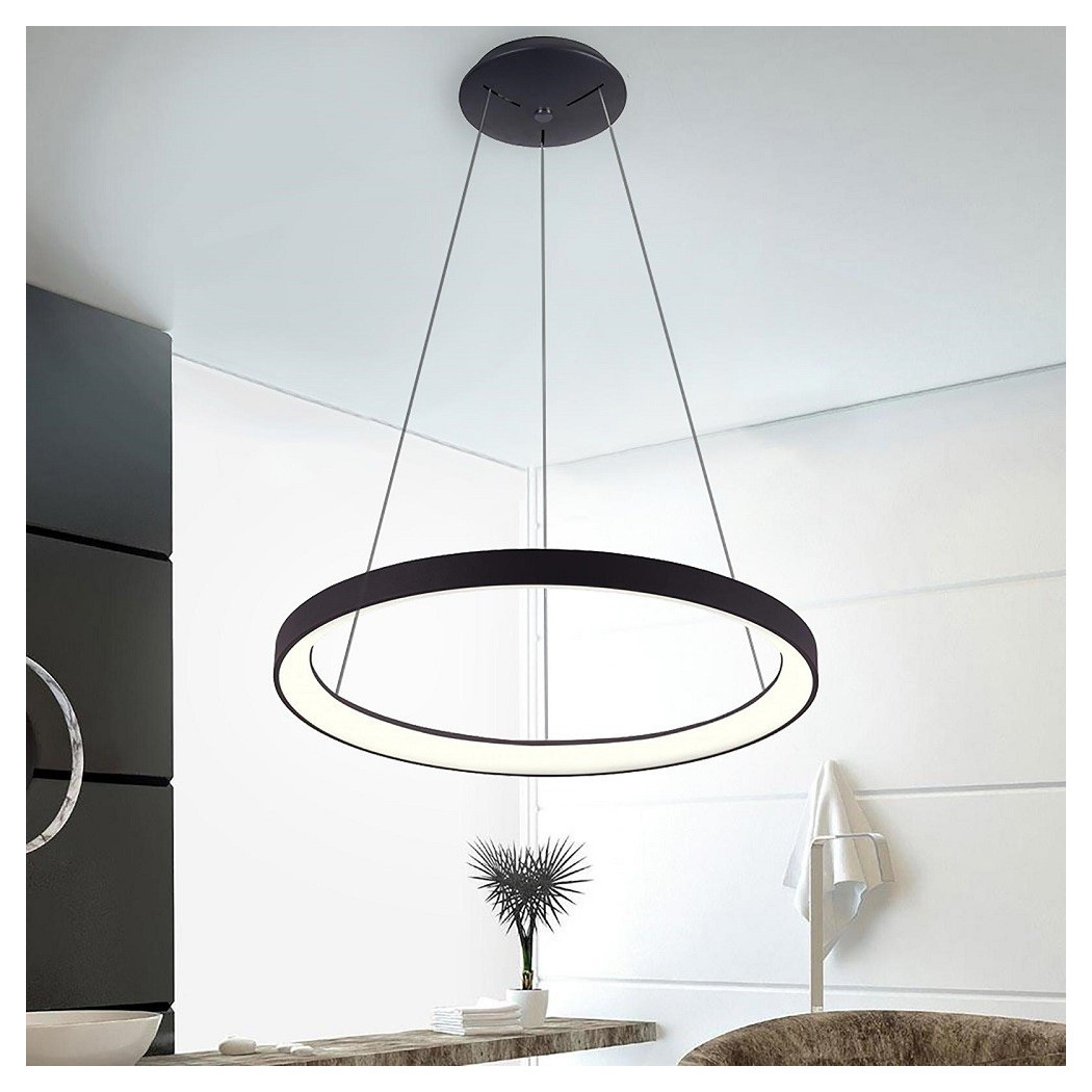 foto del prodotto trade shop lampadario pendente led 60 watt cct lampada sospensione circolare 78cm luci 230v nero