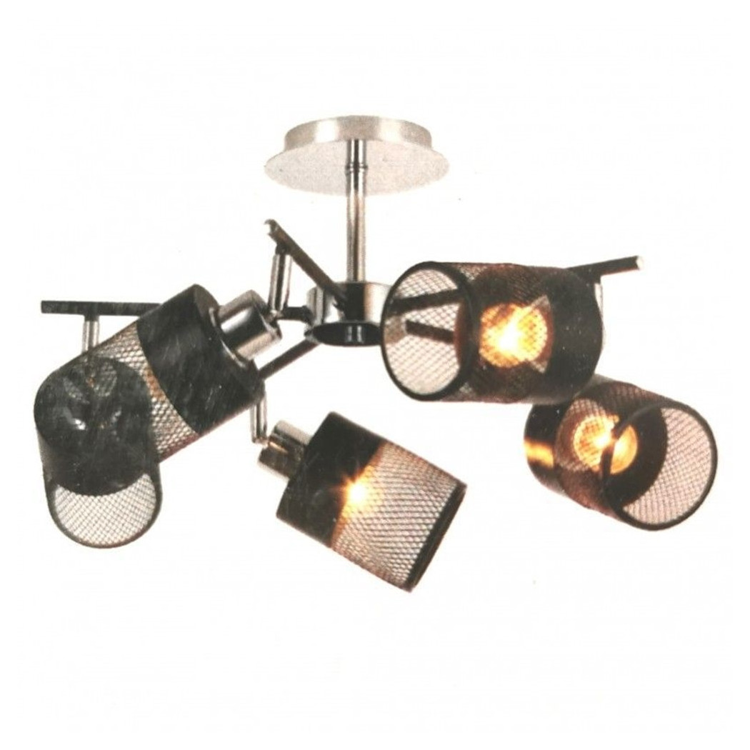 foto del prodotto trade shop lampadario plafoniera a soffitto con 5 paralumi lampade attacco e27 in metallo 00280 