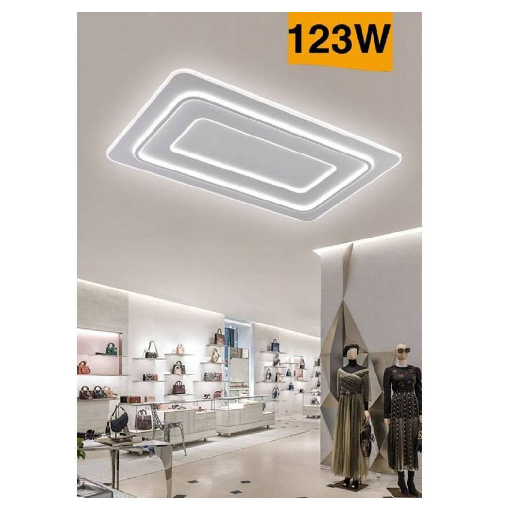 foto del prodotto trade shop lampadario plafoniera led rettangolare 123w 3 tonalit luce bt telecomando c66 3c 
