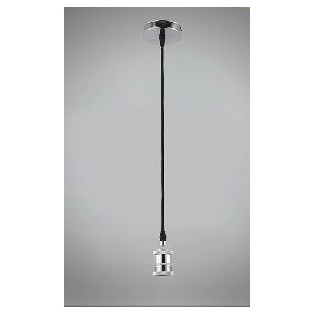 foto del prodotto trade shop lampadario portalampada a sospensione per lampadine e27 pendente 2 metri e27 2m argento