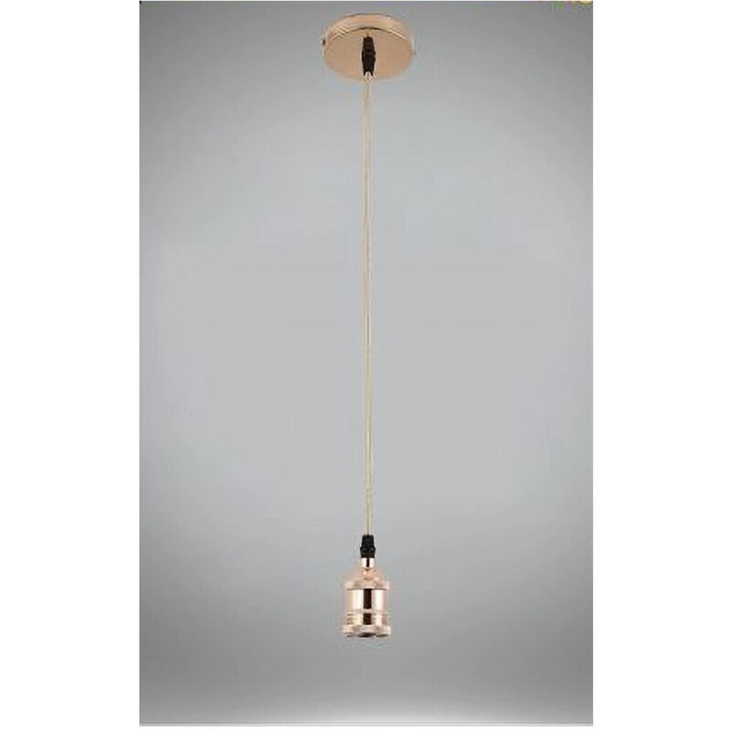 foto del prodotto trade shop lampadario portalampada a sospensione per lampadine e27 pendente 2 metri e27 2m rose gold