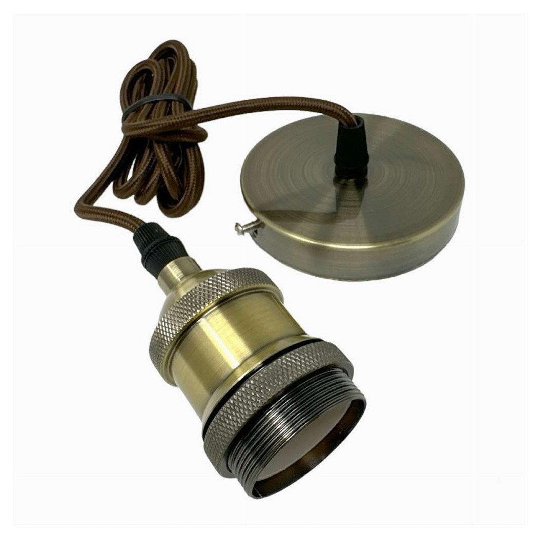 foto del prodotto trade shop lampadario portalampada a sospensione vintage bronzo per lampadine e27 2mt e27 2m v 