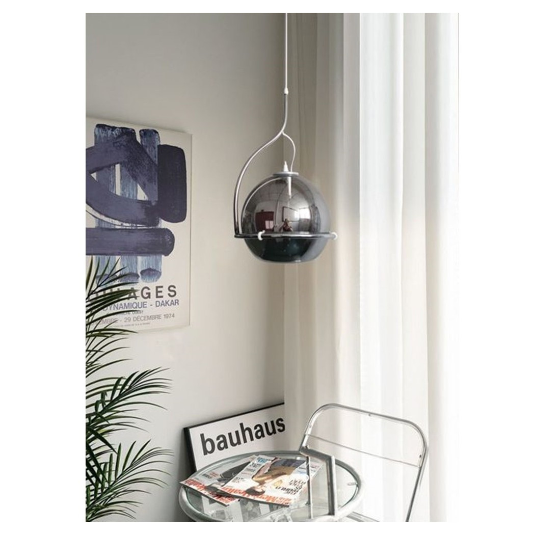 foto del prodotto trade shop lampadario sfera vetro pendente globo e27 lampada orientabile sospensione lp 87 argento