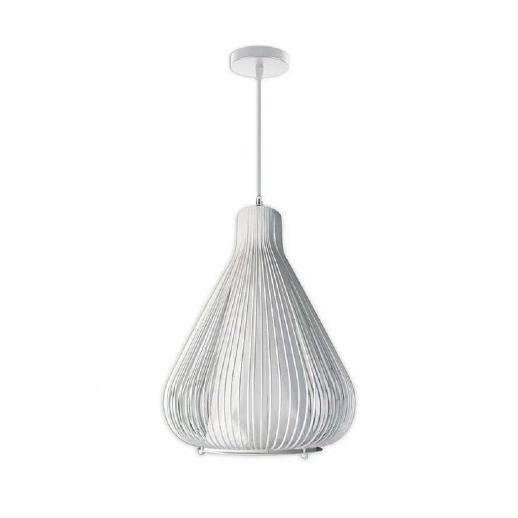foto del prodotto trade shop lampadario soffitto attacco e27 bianco nero moderno sospensione regolabile b18 bianco