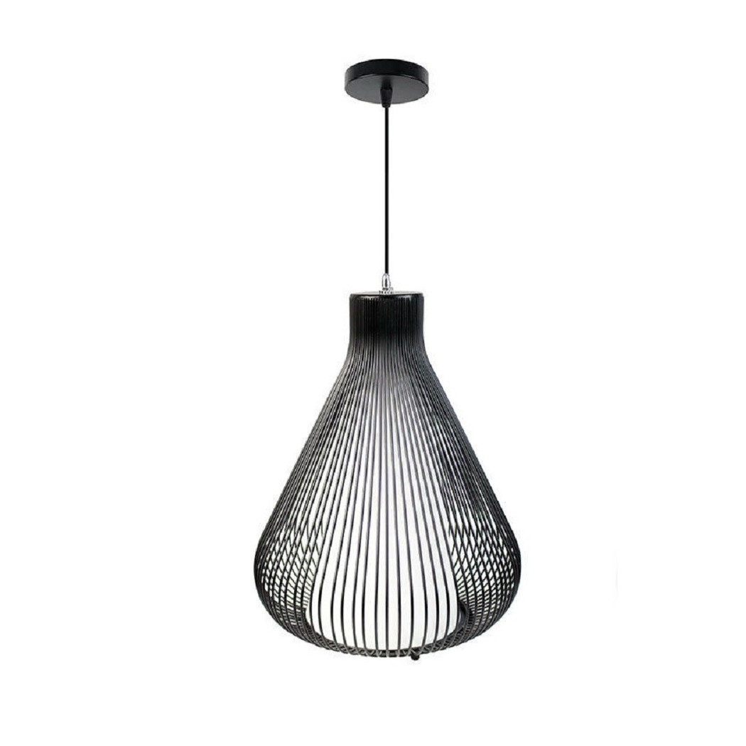 foto del prodotto trade shop lampadario soffitto attacco e27 bianco nero moderno sospensione regolabile b18 nero