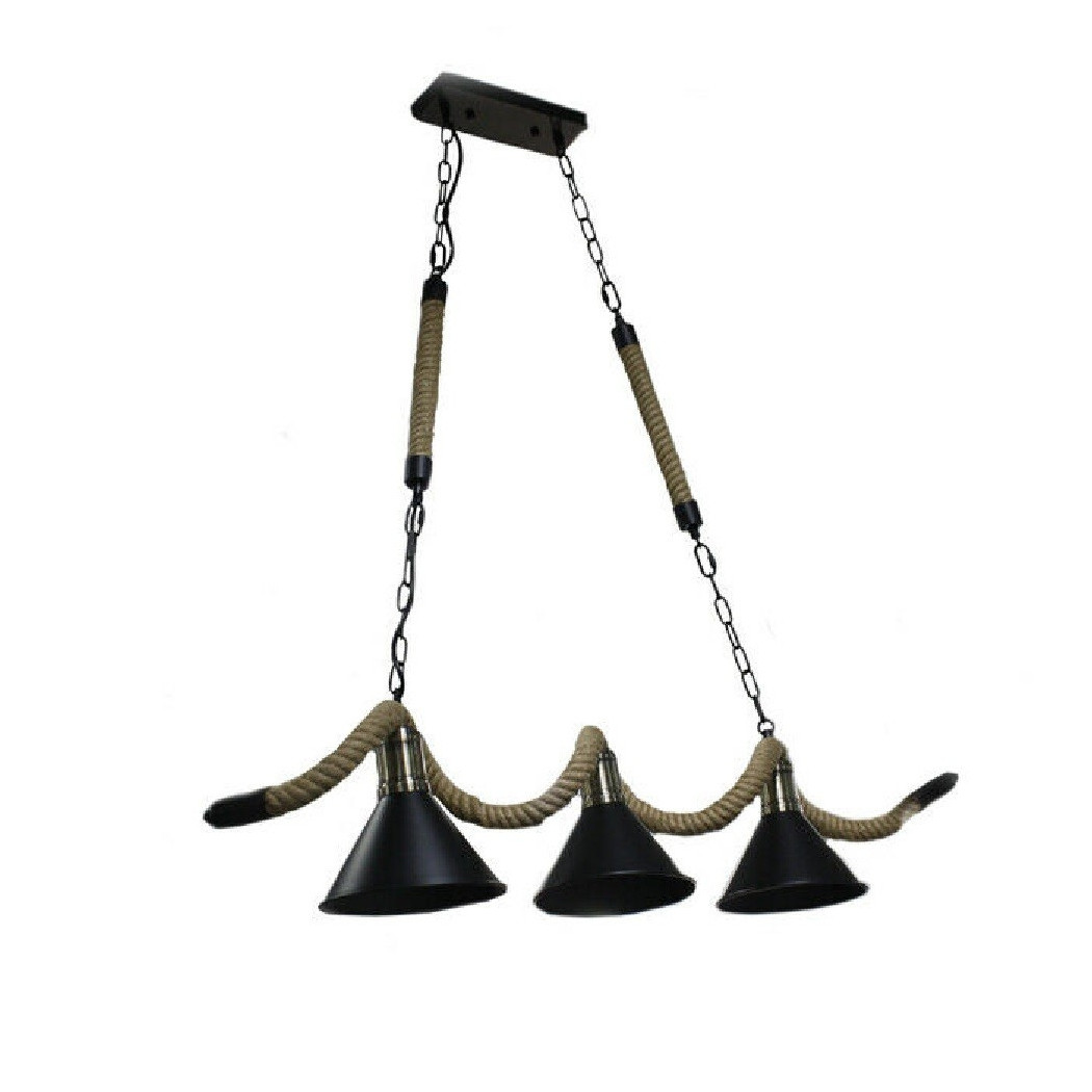 foto del prodotto trade shop lampadario soffitto corda in canapa vintage rustico lampada 3 attacchi e27 b24 3 