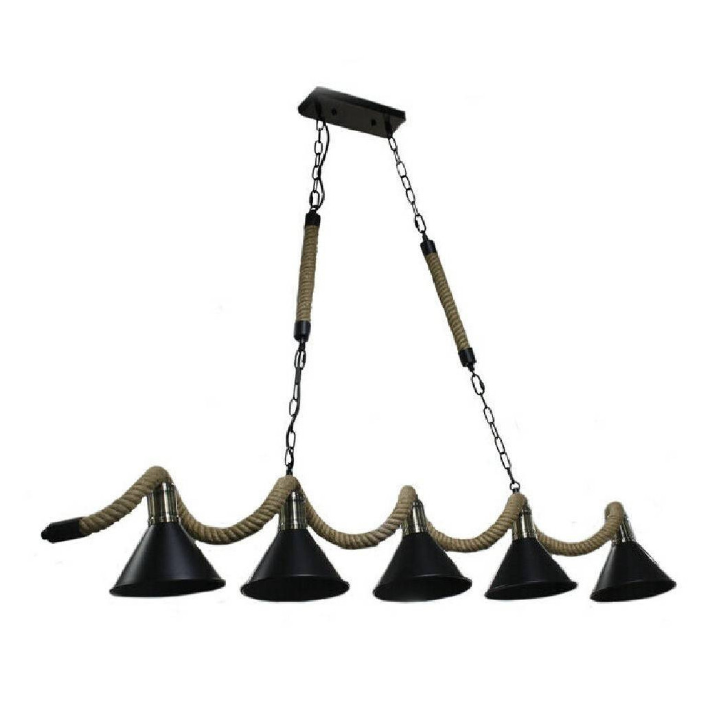 foto del prodotto trade shop lampadario soffitto corda in canapa vintage rustico lampada 5 attacchi e27 b24 5 