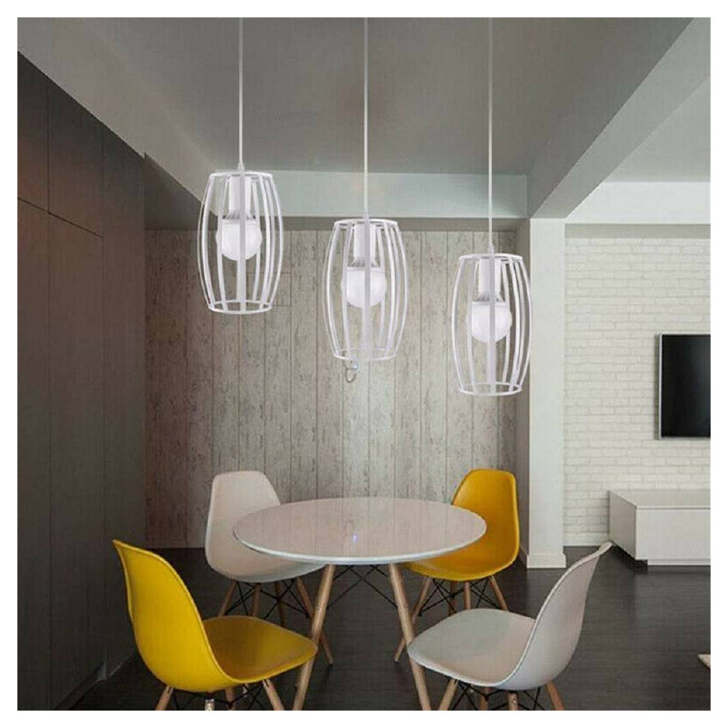 foto del prodotto trade shop lampadario soffitto e27 di forma ovale nero bianco portalampada sospensione a34 bianco
