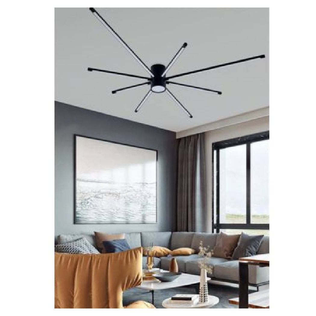 foto del prodotto trade shop lampadario soffitto led 43w plafoniera moderna nero luce 6500k 3000k 4000k pn 27n bianco freddo 