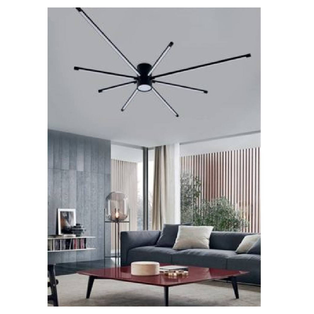 foto del prodotto trade shop lampadario soffitto led 43w plafoniera moderna nero luce 6500k 3000k 4000k pn 27n bianco naturale 
