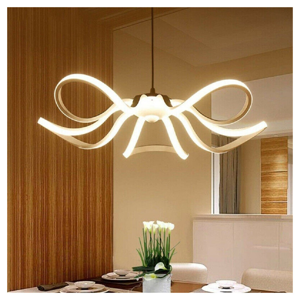 foto del prodotto trade shop lampadario soffitto led 45w fiore moderno lampada luce fredda calda naturale b38 bianco naturale 