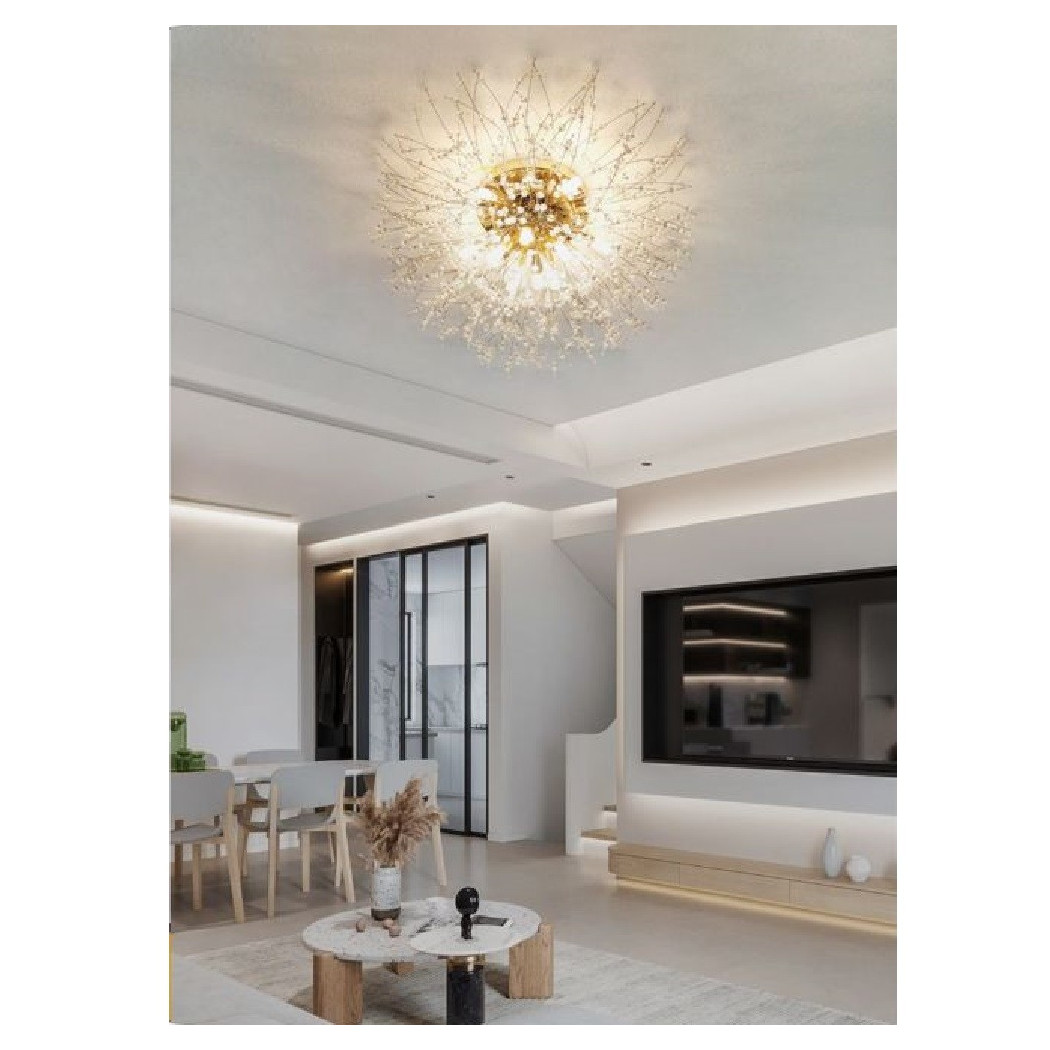 foto del prodotto trade shop - lampadario soffitto plafoniera oro moderna cristalli fuochi d'artificio g9 pn-13 -
