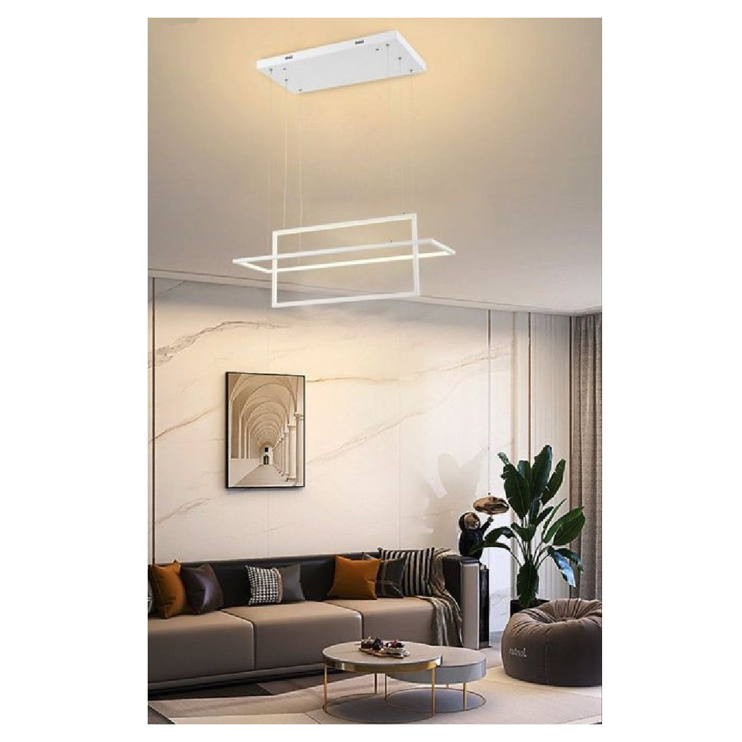 foto del prodotto trade shop lampadario soffitto sospensione 2 rettangoli moderno lp 34b luce 3000k 6500k 4000k bianco caldo 
