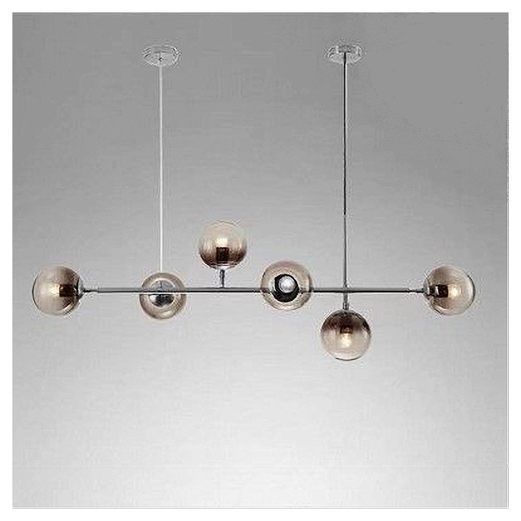 foto del prodotto trade shop - lampadario sospensione 6 sfere attacco e27 in vetro lampada in metallo argento 71652 -