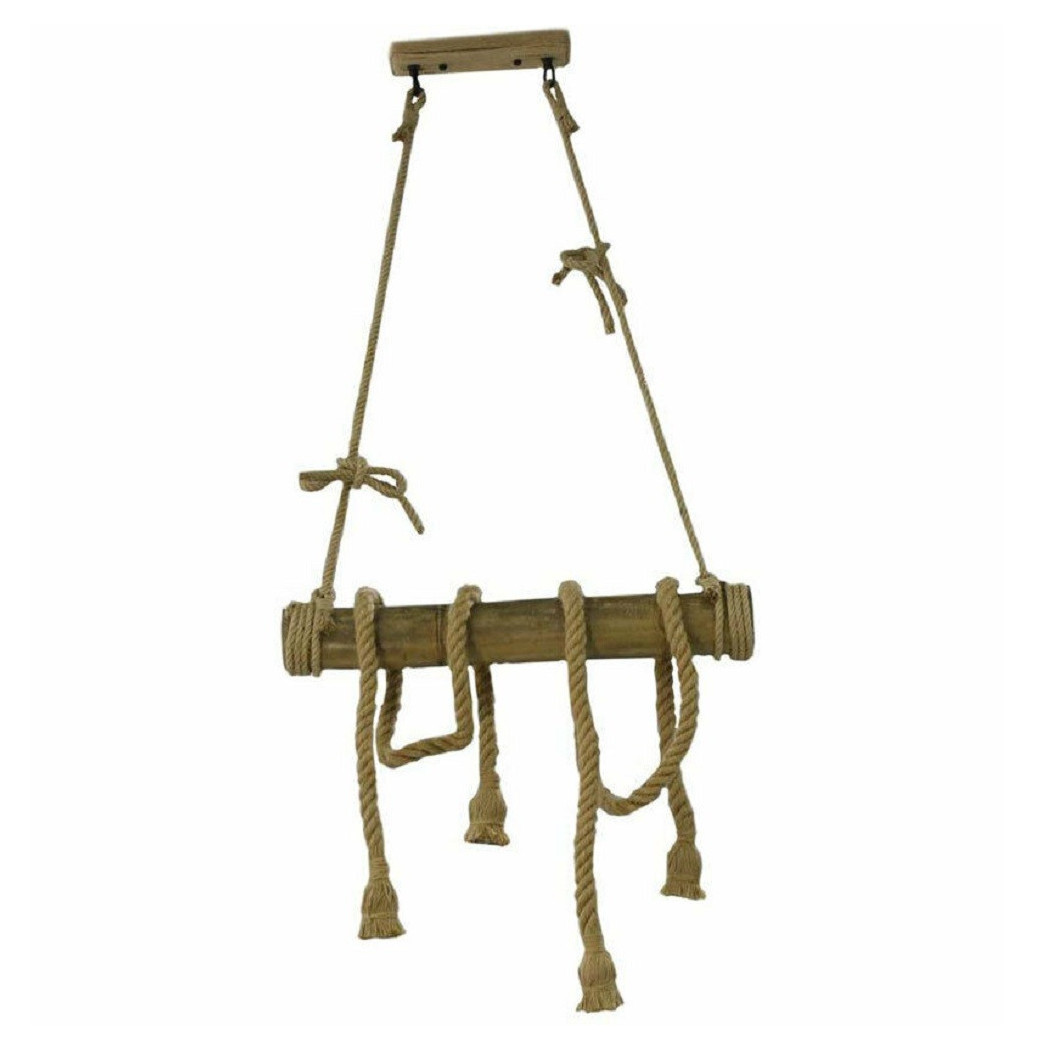 foto del prodotto trade shop lampadario sospensione con corda in canapa 4 portalampada e27 stile country b23 