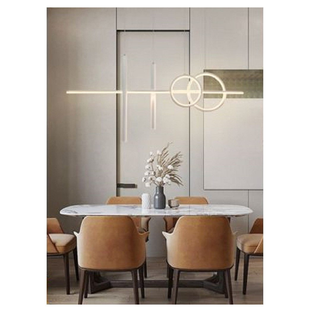 foto del prodotto trade shop lampadario sospeso con anelli punto luce cilindri luce 6500k 4000k 3000k lp 42b bianco caldo 