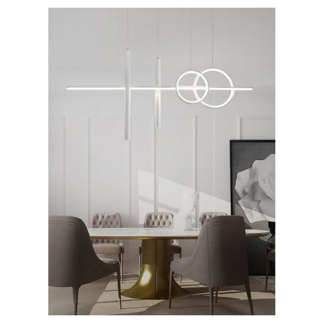 foto del prodotto trade shop lampadario sospeso con anelli punto luce cilindri luce 6500k 4000k 3000k lp 42b bianco freddo 