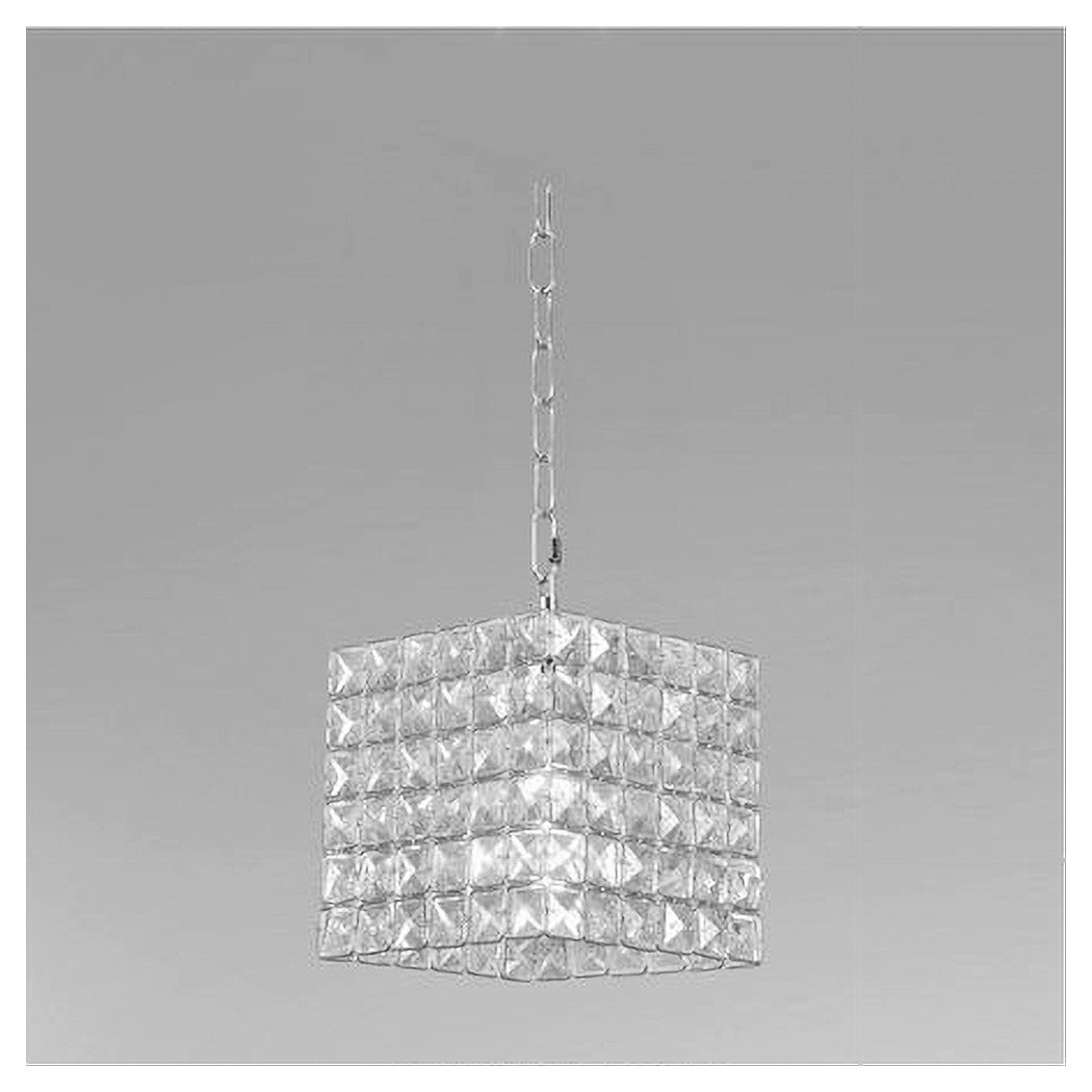 foto del prodotto trade shop lampadario sospeso cubo con cristalli lampada luce e27 argento quadrato 32323 
