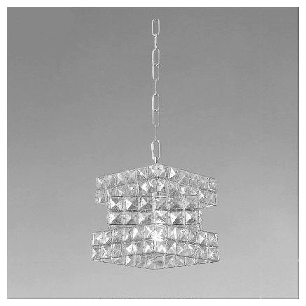 foto del prodotto trade shop lampadario sospeso cubo intrecciato con cristalli lampada luce e27 argento 32408 