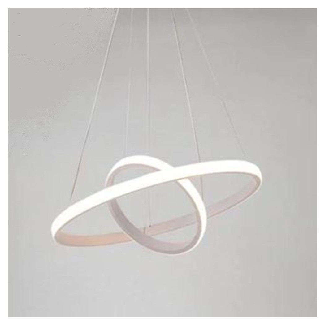 foto del prodotto trade shop lampadario sospeso led 60w 2 cerchi pendente rotondo anelli bianco luce 4000k 50248 