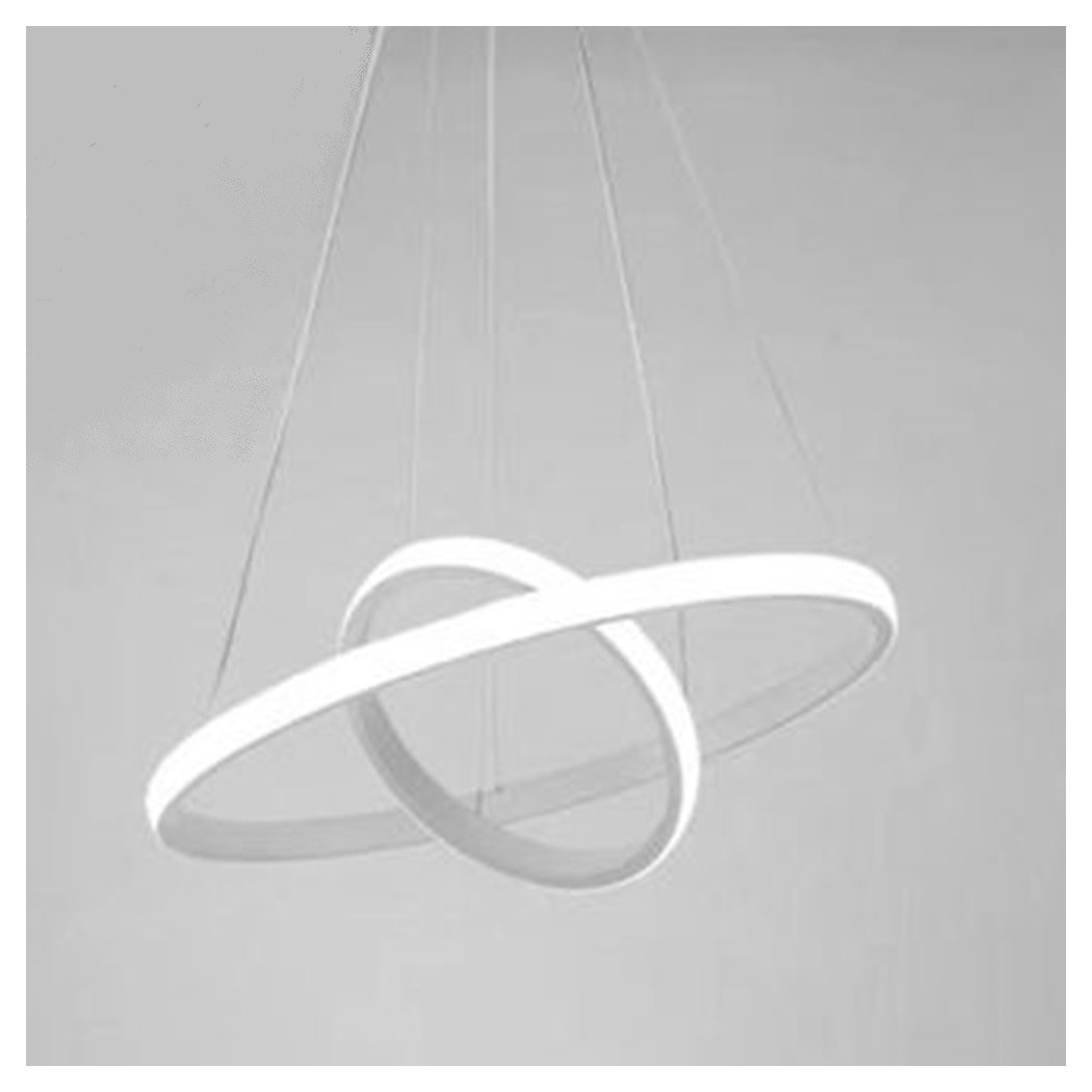 foto del prodotto trade shop lampadario sospeso led 60w 2 cerchi pendente rotondo anelli bianco luce 6500k 50286 