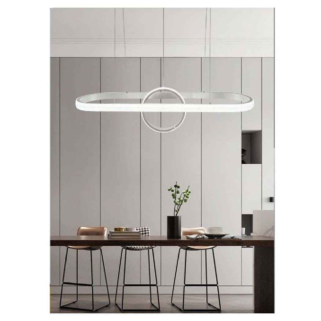 foto del prodotto trade shop lampadario sospeso led design cerchio ovale bianco moderno pendente 54w lp 30b 