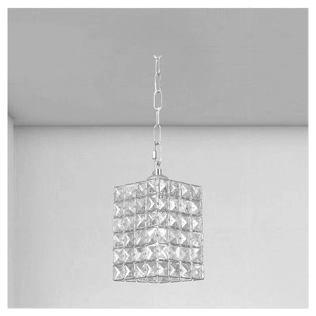 foto del prodotto trade shop - lampadario sospeso rettangolare con cristalli lampada luce e27 argento 32330 -