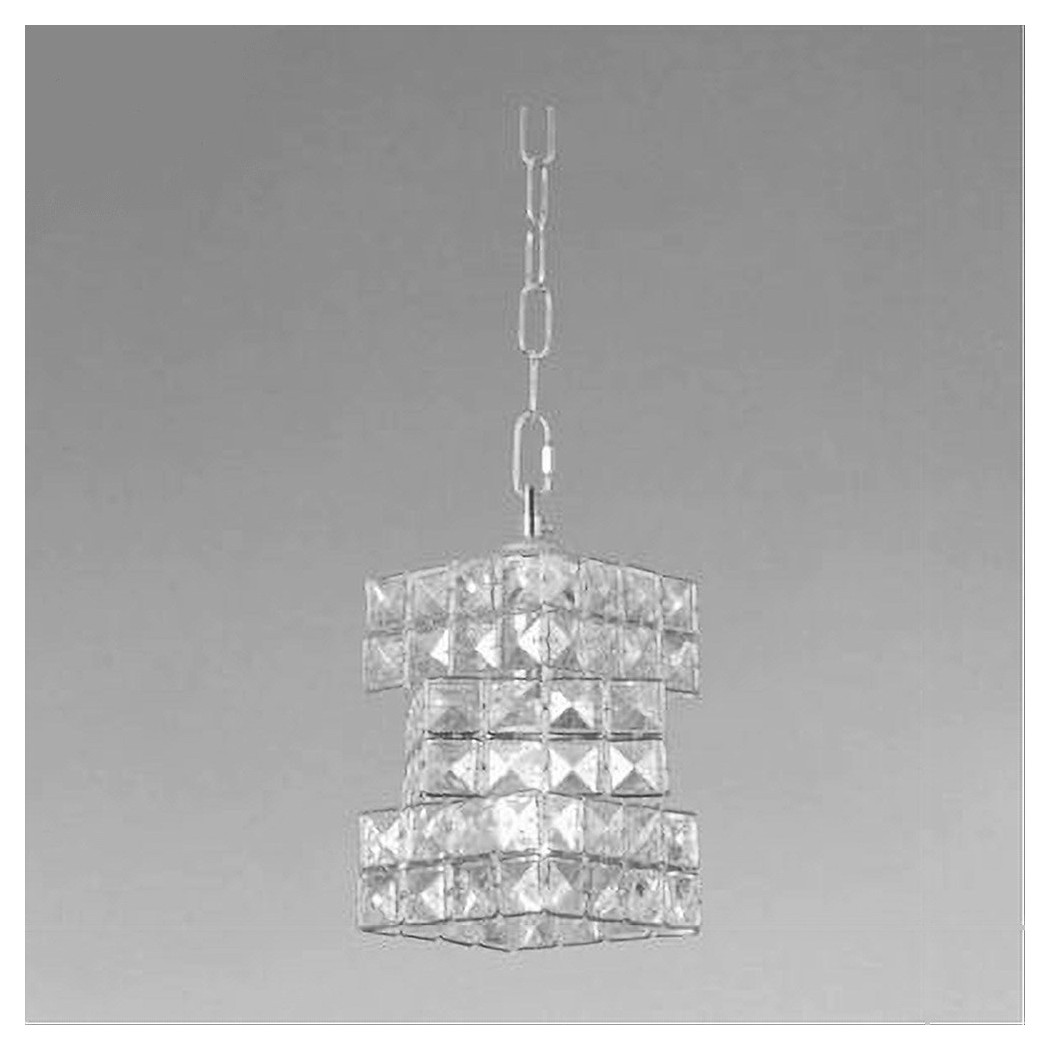 foto del prodotto trade shop lampadario sospeso rettangolare intrecciato con cristalli luce e27 argento 32415 
