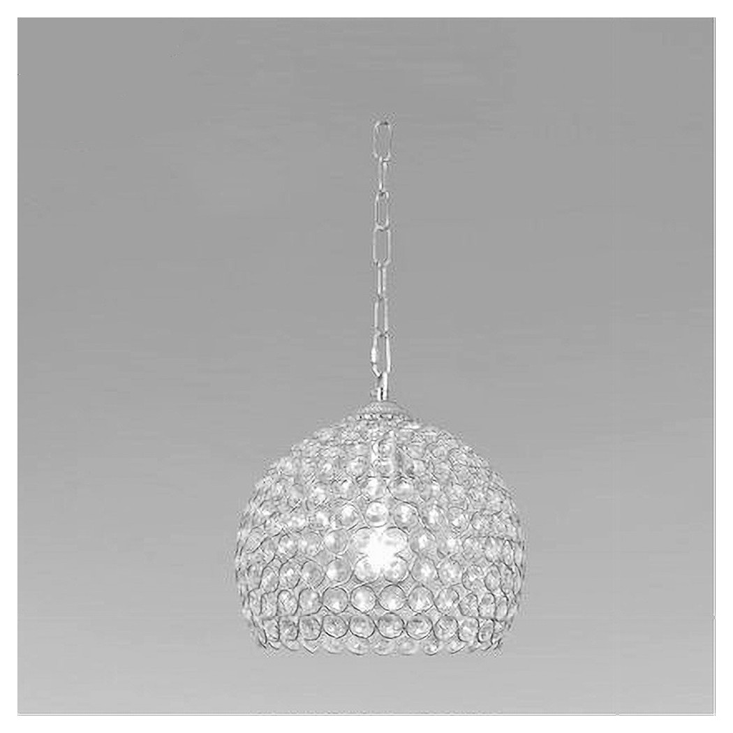foto del prodotto trade shop - lampadario sospeso tondo cupola cristalli lampada mezza sfera luce e27 argento 32361 -